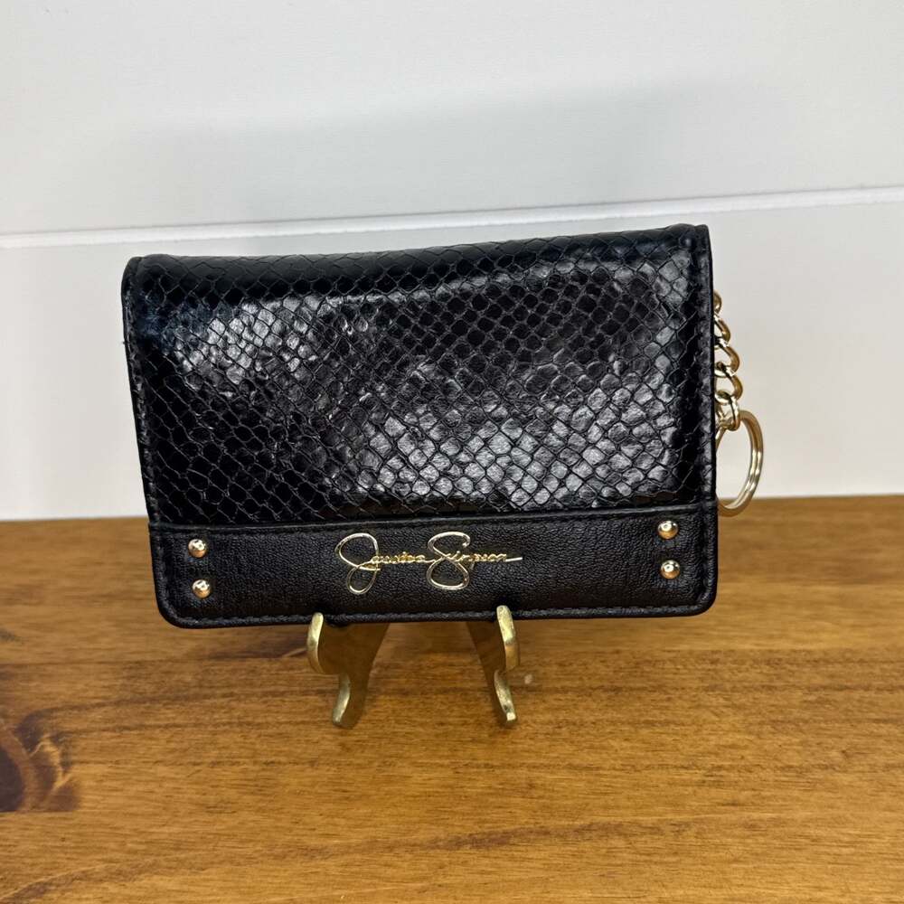 Jessica Simpson Python Print Small Wallet Keychain Black NWOT - Picture 8 of 16